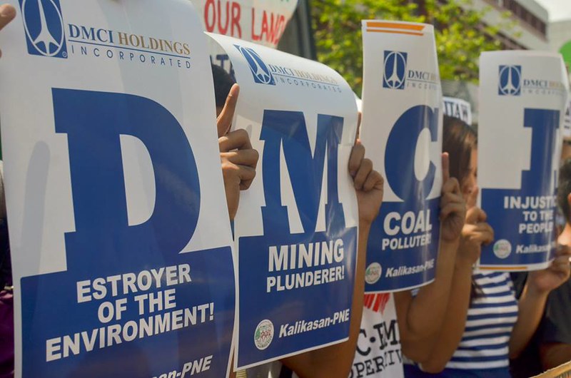 Environmental activists under the Kalikasan People’s Network for the Environment (Kalikasan PNE) held a picket protest outside the office of DMCI Holdings denouncing its various environmental crimes and human rights violations in several biodiversity areas in the Philippines.