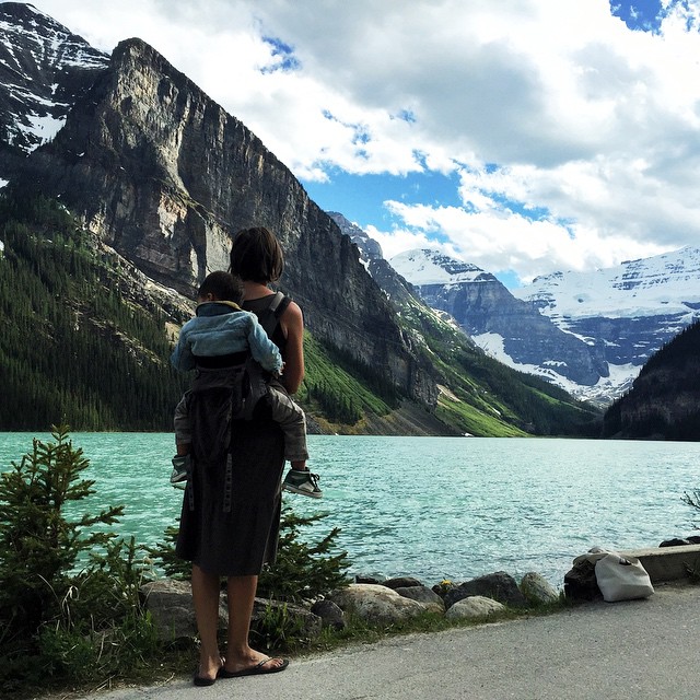 He did his best on this 2 km hike along the beautiful Lake Louise. For the ride back he gave this old @ergobaby carrier and his mama a workout.