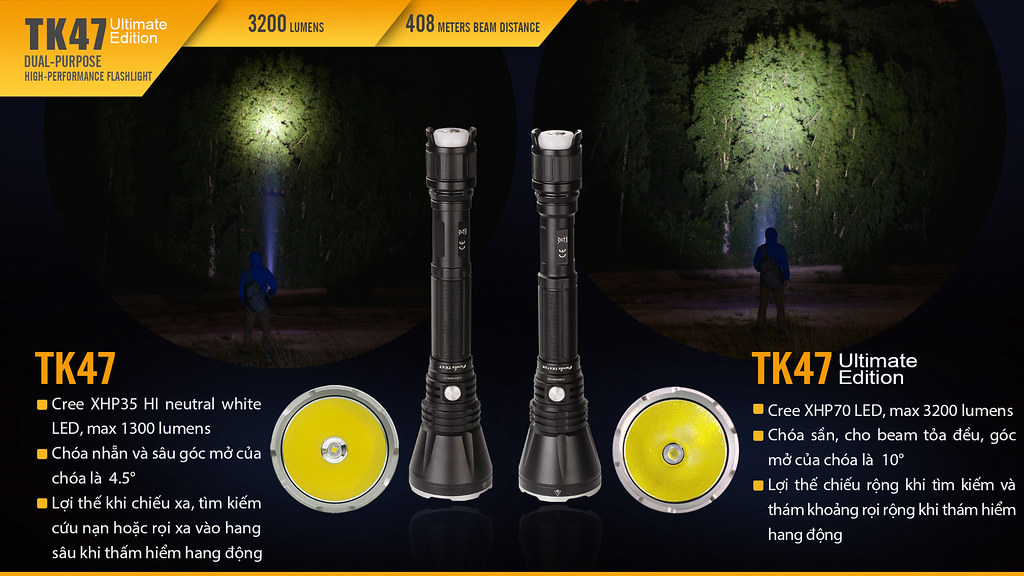 So sánh Đèn pin Fenix TK47 và TK47UE 2