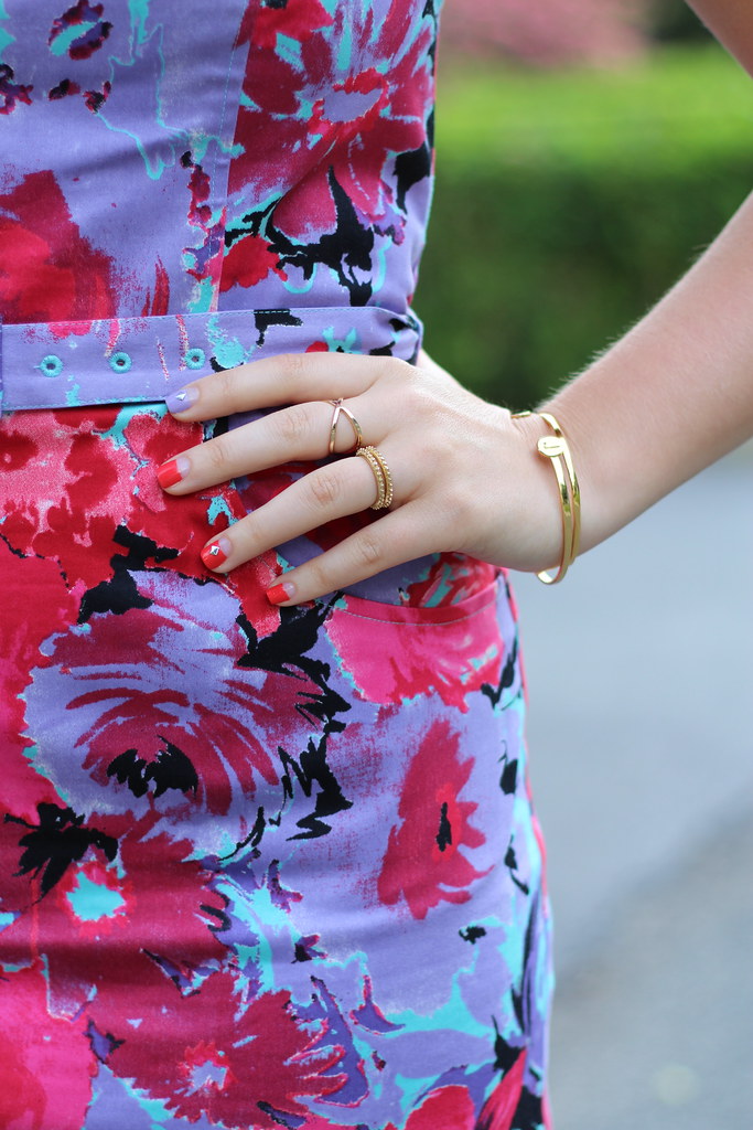 Purple and Pink Floral Body Con Dress