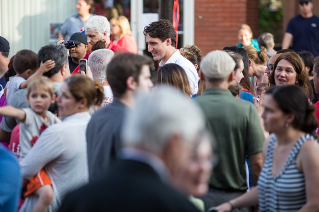 Justin Trudeau and Jane Philpott meet constituents in Stoufville. June 18, 2015