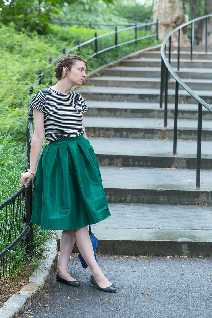 Stripes and Green Skirt