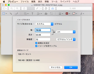 Mac OS X プレビューでサイズ調整