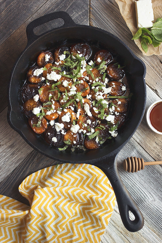Honey Balsamic Roasted Apricots with Mint and Feta