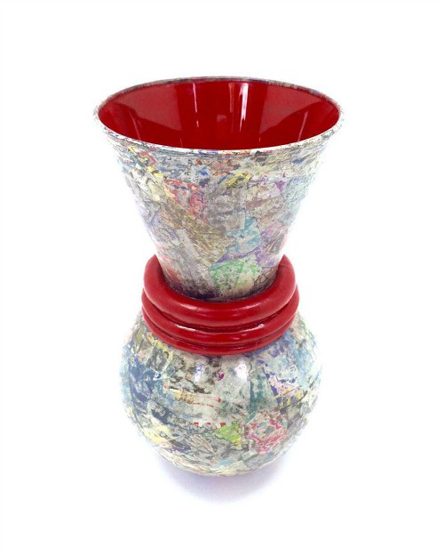 Decorative Glass, Wood and Paper Vase - Dani Crompton Designs