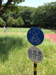 代々木公園で補助輪付き自転車乗るとらちゃん 2015/6/7