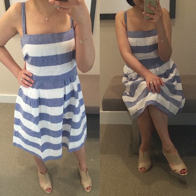 LOFT Striped Pleated Skirt Dress, size 0 regular