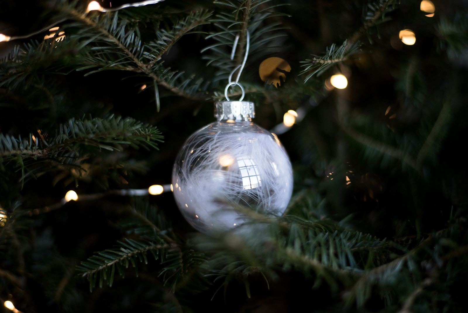 DIY Feather Globe Christmas Ornaments on juliettelaura.blogspot.com