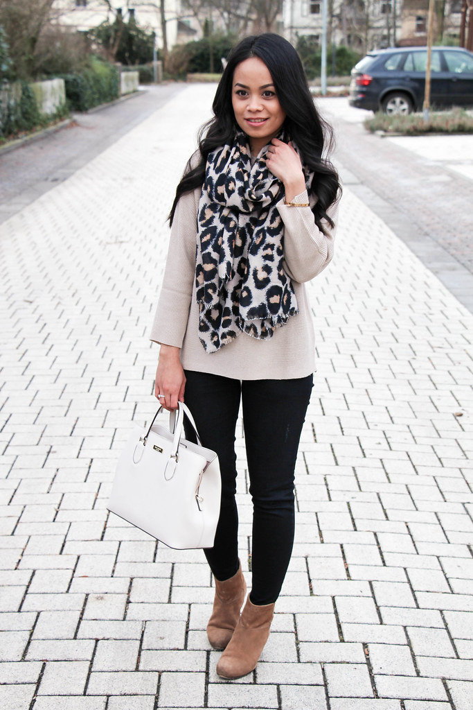 Neutral Winter Look with Kate Spade Bag