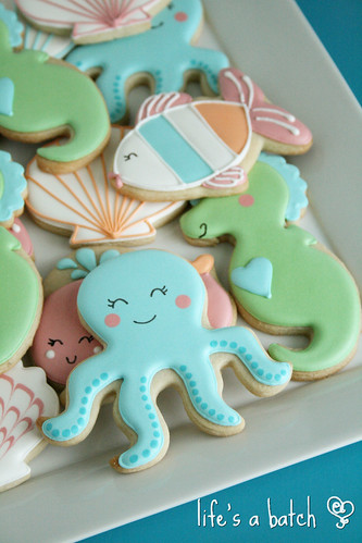 "Under the Sea"-themed cookies, made to custom-match nursery bedding from Carter's.