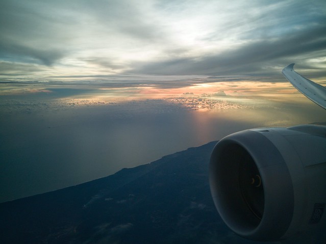 Morning flight out to Japan on Scoot. Beautiful sunrise off the Malaysian East Coast.
