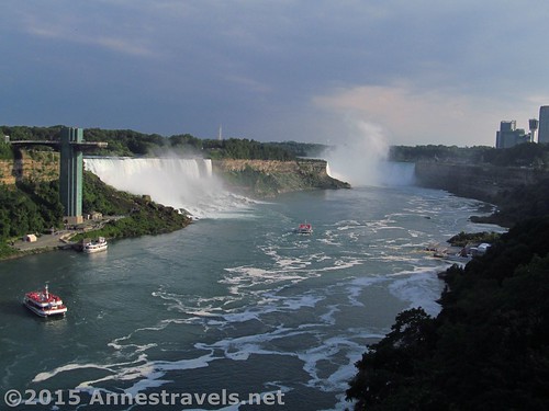 Niagara Falls from the Rainbow Bridge, Niagara Falls State Park, New York and Niagara Falls, Canada