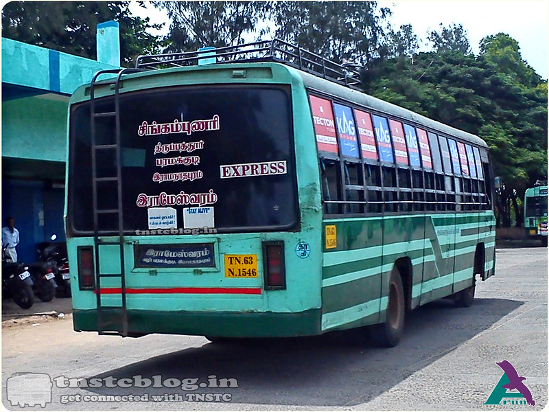 TN-63N-1546 of Tirupattur Depot Route Singampunari - Rameswaram via Tirupattur, Paramakudi, Ramanathapuram.