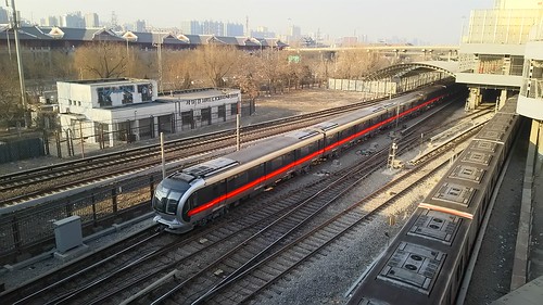 Beijing Metro SFM04 series in Sihui station, Beijing, China /Feb 2, 2017