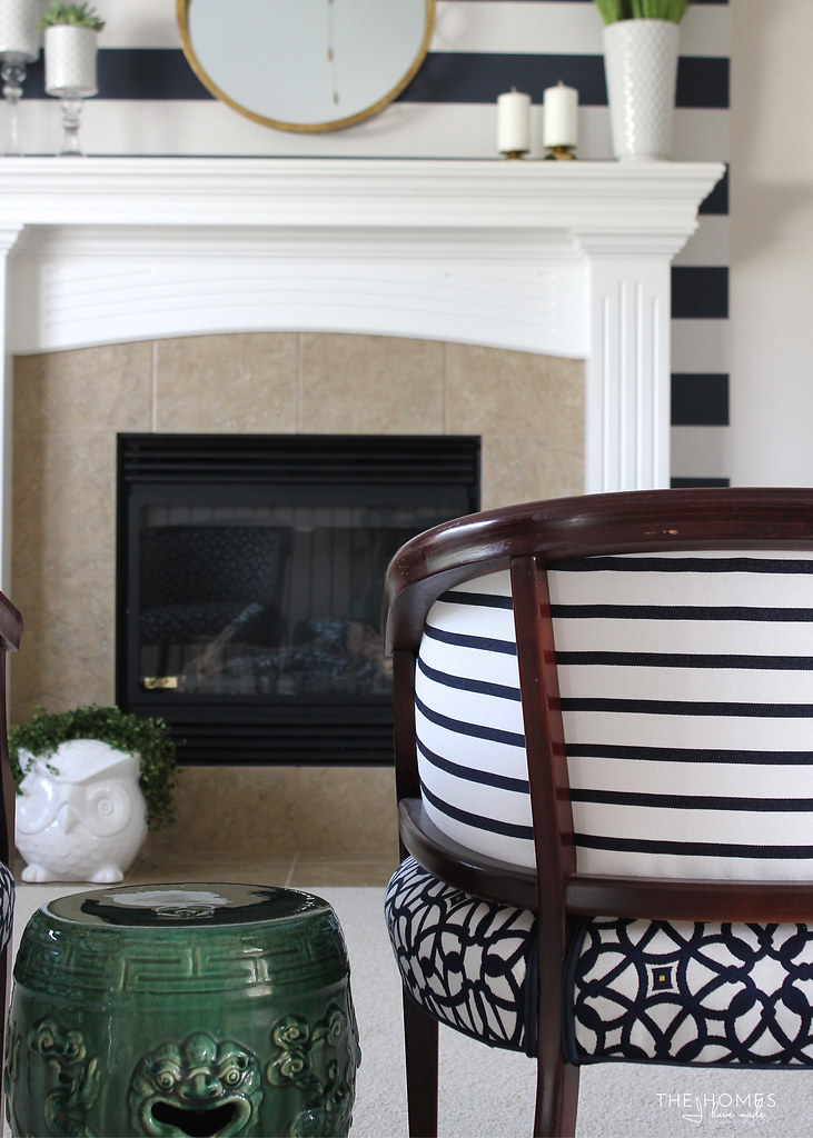 Renter Friendly Striped Fireplace Feature