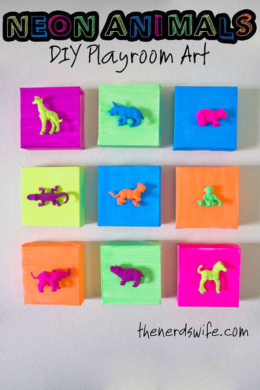 Neon Animals DIY Playroom Artwork