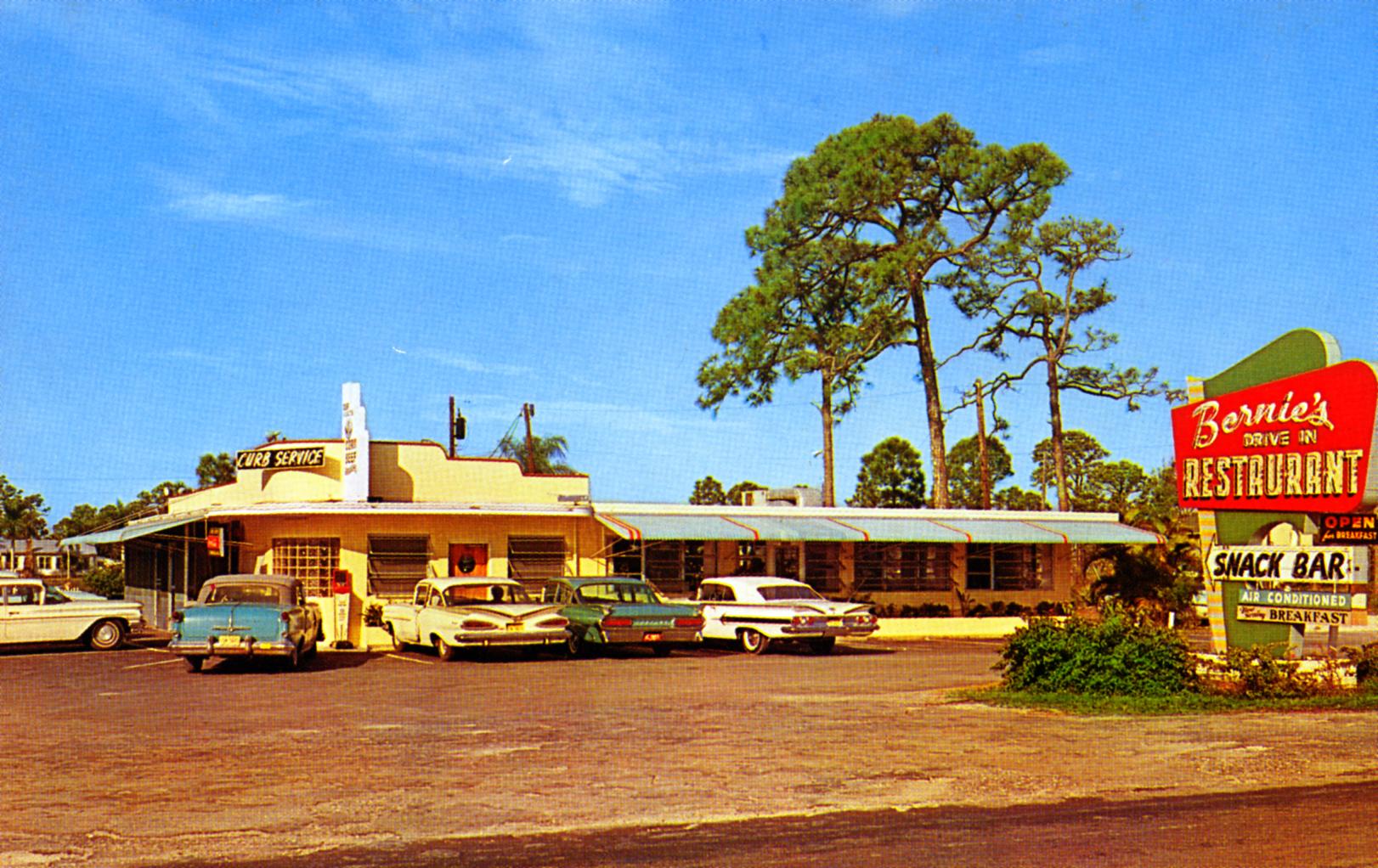 Bernie's Drive In Restaurant - 3452 South Cleveland Avenue, Fort Myers, Florida U.S.A. - early 1960s