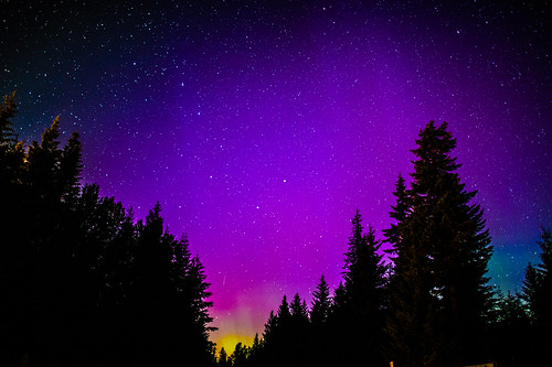 The Big Dipper over the Northern Lights at Snoqualmie Pass