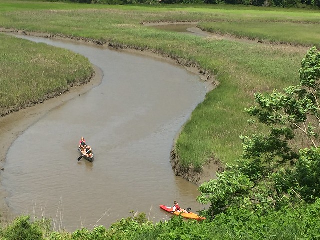 Paddling a canoe and kayak along Taskinas Creek at York River State Park, Virginia