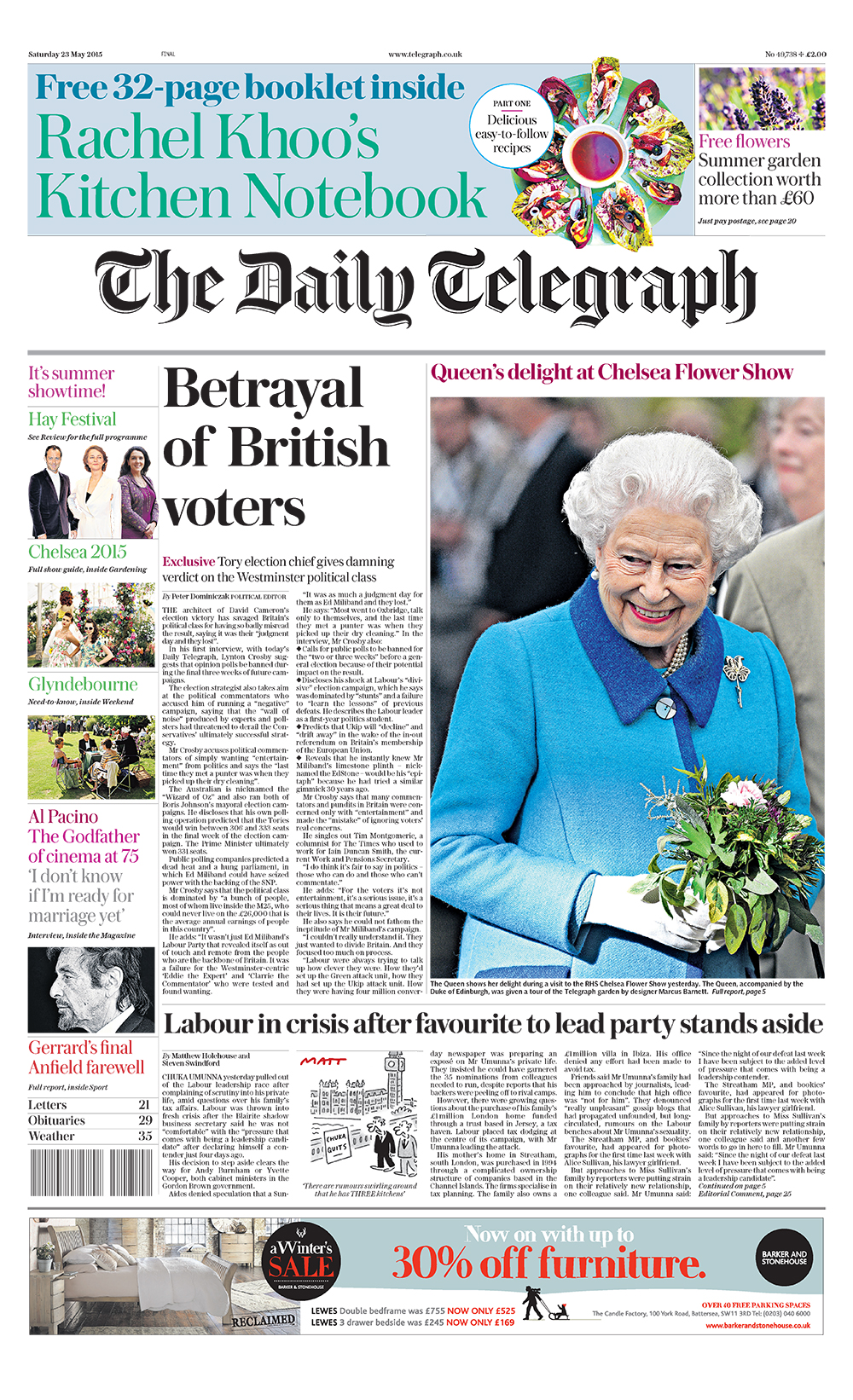 Daily Telegraph Front Page 31st of July 2020 - Tomorrows 