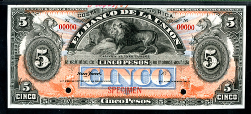 Lot 1424 Banco De La Union, ND (1886-89) Specimen Banknote