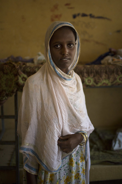 Zahara Abdu, 17, poses for a photo in her dorm at the UNICEF-supported Semera Girl’s Boarding School