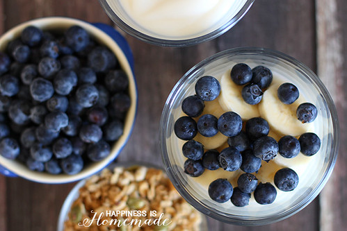 Blueberry and Banana Breakfast Parfaits (Photo from Happiness is Homemade)
