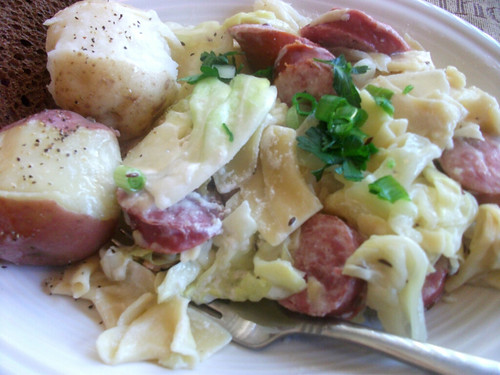 Cabbage, Noodles and Sausage