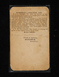 1860 Brooklyn Atlantics Baseball Card back