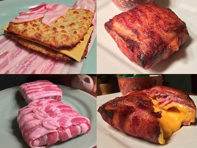 Bacon Wrapped Cauliflower Bread Grilled Cheese