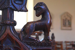 bench end: unicorn with broken-off horn (15th Century)