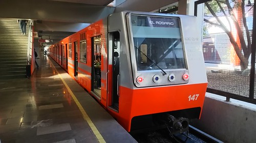 Mexico City Metro NM-73B series in El Rosario station, Mexico City, Mexico /Jan 27,2017