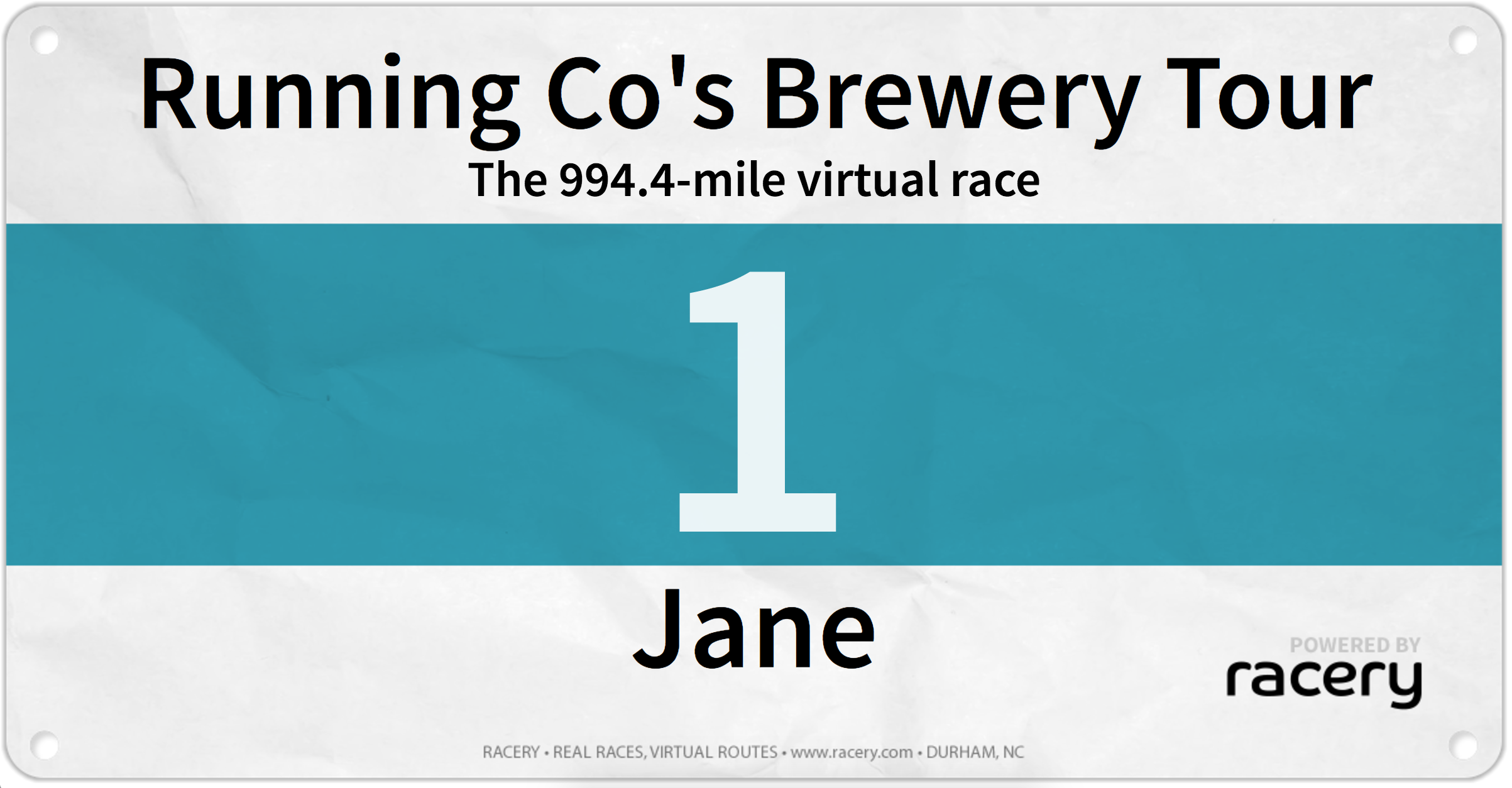 Jane Race Bib