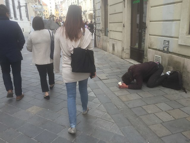walking tour,  beggar, Bratislava