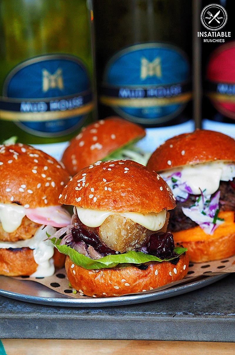 Review of Chur Burger and Mudhouse Wines: Crispy Pork Belly Burger, with cherry gastrique, baby gem and fennel mayo