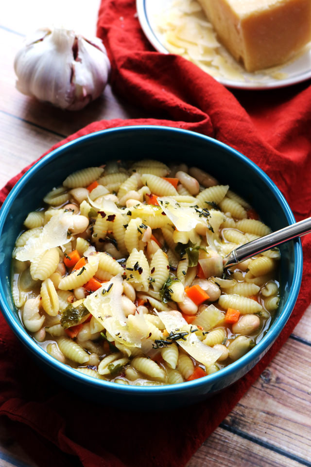 White Bean Soup with Pasta and Rosemary Oil