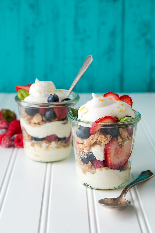 Summer Berry Parfaits with Almond Crumble and Whipped Mascarpone