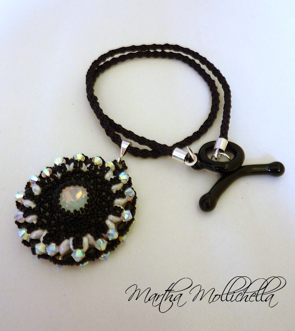 Handmade pendant with swarovski crystals and kumihimo necklace Martha Mollichella
