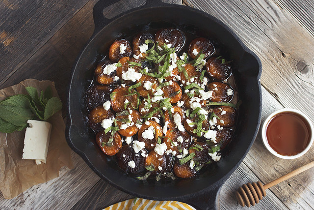 Honey Balsamic Roasted Apricots with Mint and Feta