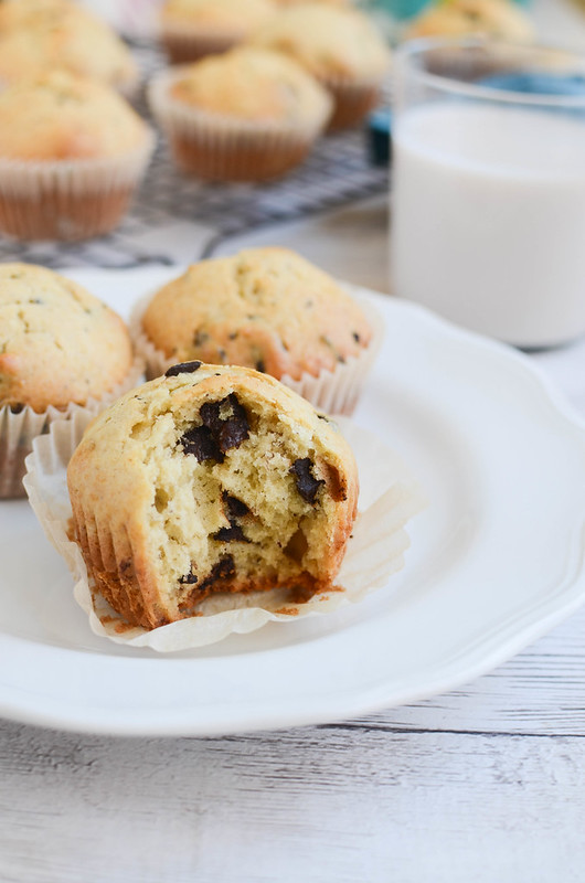 Banana Chocolate Chip Muffins - moist and delicious banana muffins with chocolate chips! Perfect for a quick breakfast and kids love them!