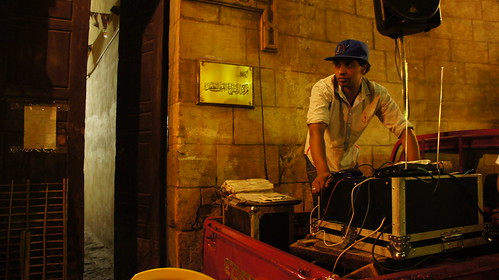 A DJ at Zeinab Khatoun Cafe in Islamic Cairo