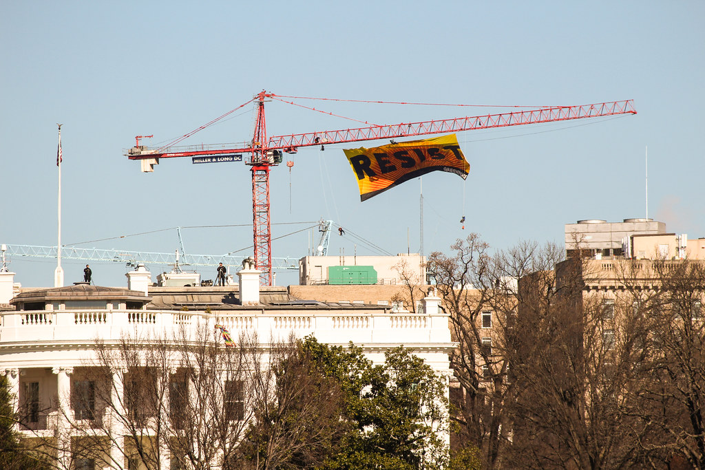 Resist banner over the White House