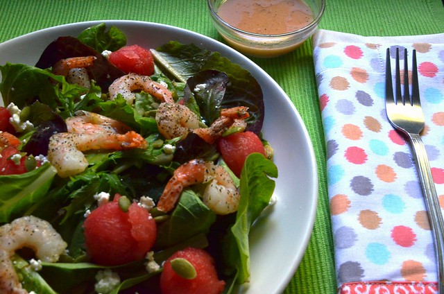 Summer Shrimp Salad w/ Watermelon Champagne Vinaigrette
