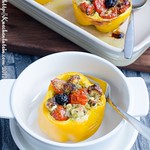 Peppers, baked  filled with Tomatoes and Feta
