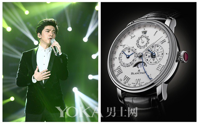 Li wore Blancpain Villeret series world's first Chinese Platinum Limited Edition calendar table, only limited to 20 pieces
