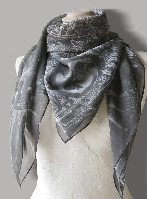 Original astrolabe pattern silk scarf