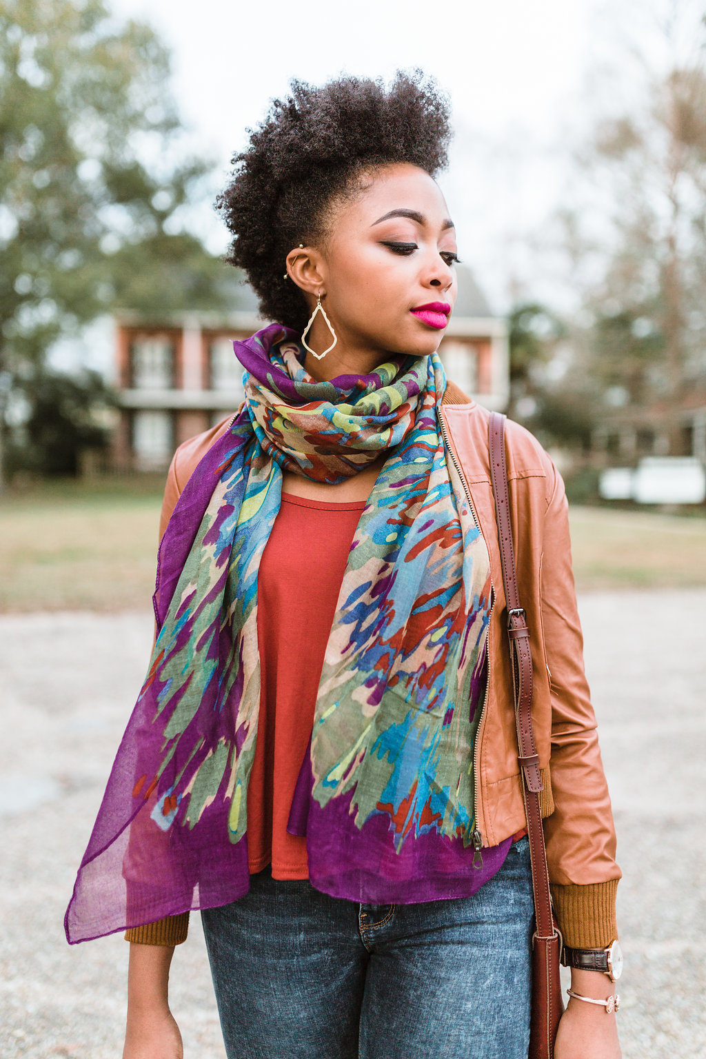 how to wear a printed scarf, candace hampton