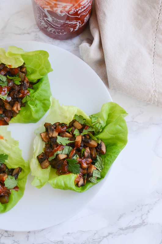 Thai Mushroom Lettuce Wraps - delicious meatless lettuce wraps! Healthy, quick, and cheap! 