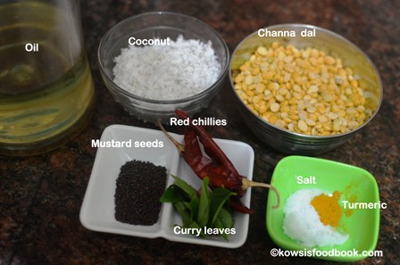 Ingredients for chickpea sundal