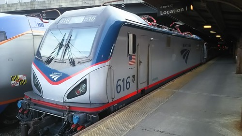 Amtrak Siemens ACS-64 in Union station, Washington D.C., US /Jan 30, 2017